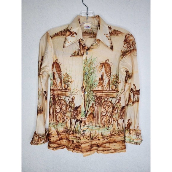 Rare VTG 1 Up Kaynee Knight Castle Button Up Top Women's Size 14 - Picture 1 of 13